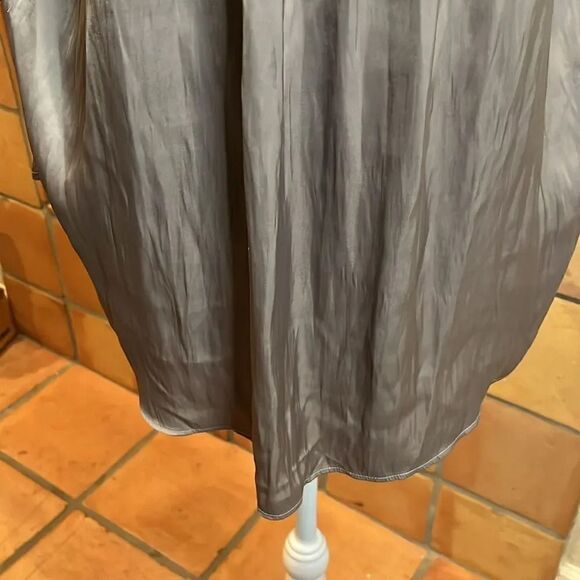 By Together Pleated Polyester Satin 1/2 Button Up Blouse, S! - Picture 9 of 11